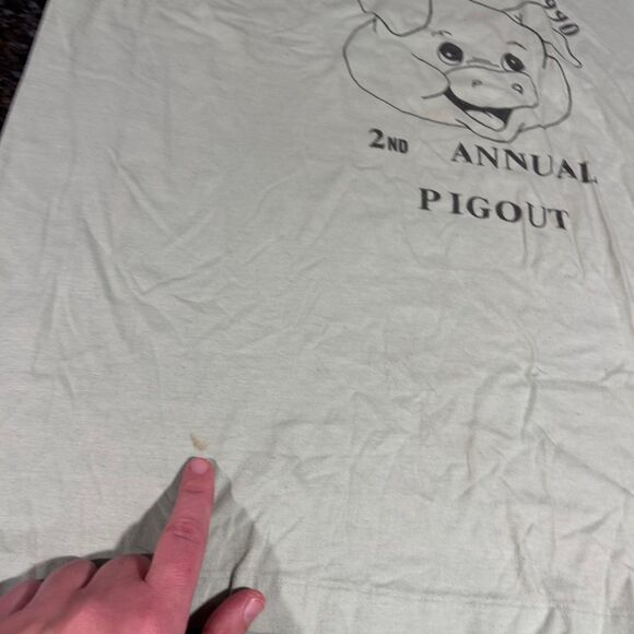 Vintage 1990 Lot of 2 Single Stitch Pig Graphic Sidetracks Tshirts Green Red XXL - Picture 8 of 12